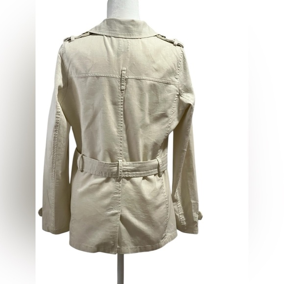 Old Navy Ivory Linen Blend Double-Breasted Tie Belt Jacket Small – Trench Style - Picture 2 of 14